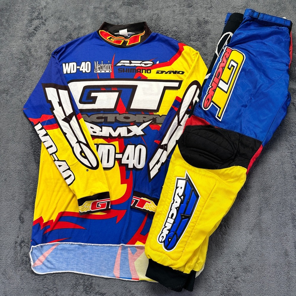 Vintage GT Factory BMX Racing Jersey & Pants Set Size Small DYNO WD-40 AXO 90s